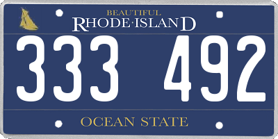 RI license plate 333492