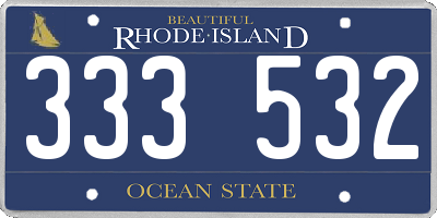 RI license plate 333532