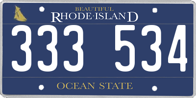 RI license plate 333534