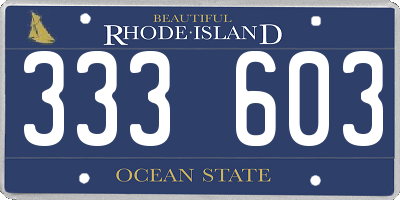 RI license plate 333603