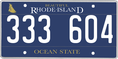 RI license plate 333604