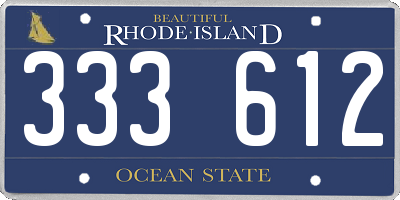 RI license plate 333612