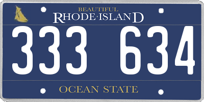 RI license plate 333634
