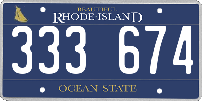 RI license plate 333674