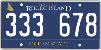 RI license plate 333678