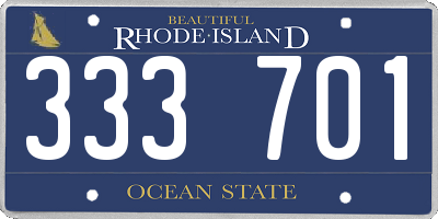 RI license plate 333701