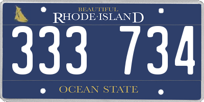 RI license plate 333734