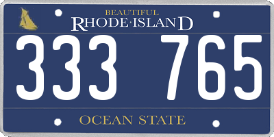 RI license plate 333765