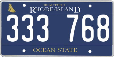 RI license plate 333768