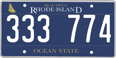 RI license plate 333774
