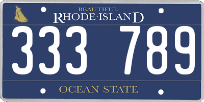 RI license plate 333789