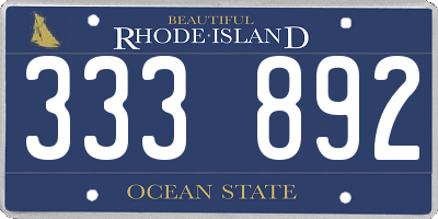 RI license plate 333892