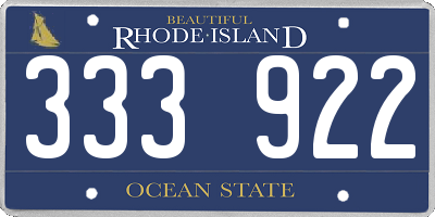 RI license plate 333922