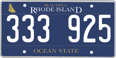 RI license plate 333925