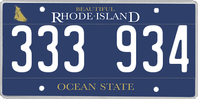 RI license plate 333934