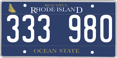 RI license plate 333980