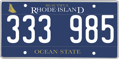 RI license plate 333985