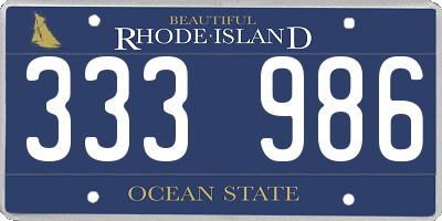 RI license plate 333986