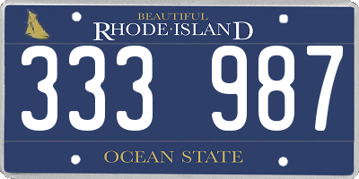 RI license plate 333987