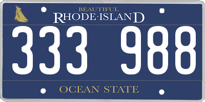 RI license plate 333988
