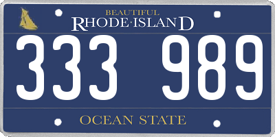 RI license plate 333989
