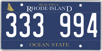 RI license plate 333994