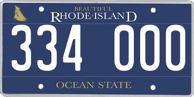 RI license plate 334000