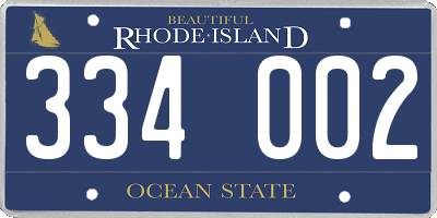 RI license plate 334002