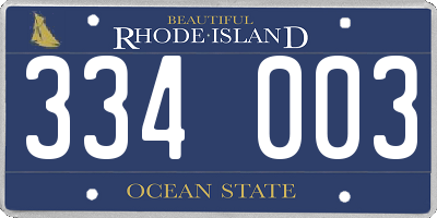 RI license plate 334003