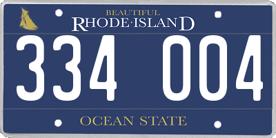 RI license plate 334004