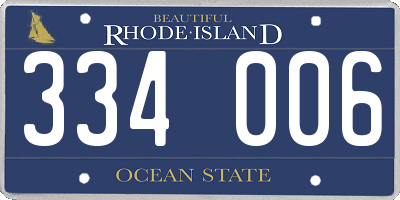 RI license plate 334006