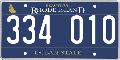 RI license plate 334010