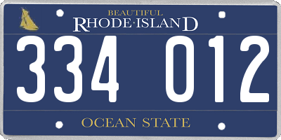 RI license plate 334012