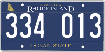 RI license plate 334013