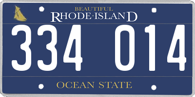 RI license plate 334014