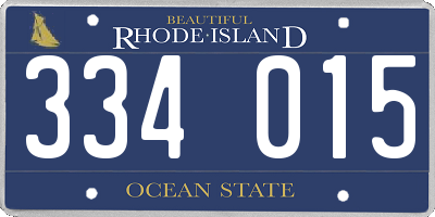 RI license plate 334015