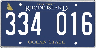 RI license plate 334016