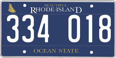 RI license plate 334018