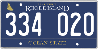 RI license plate 334020