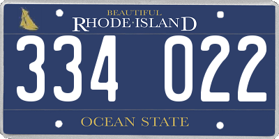 RI license plate 334022