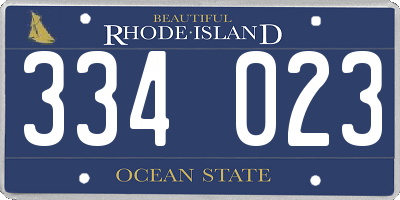 RI license plate 334023