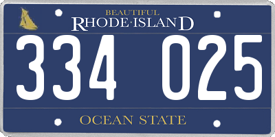 RI license plate 334025