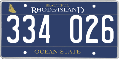 RI license plate 334026