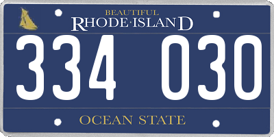 RI license plate 334030