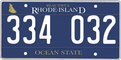 RI license plate 334032