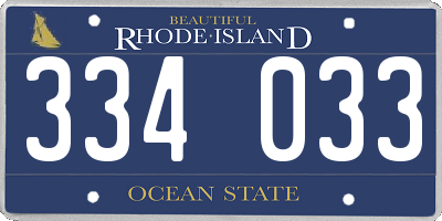 RI license plate 334033