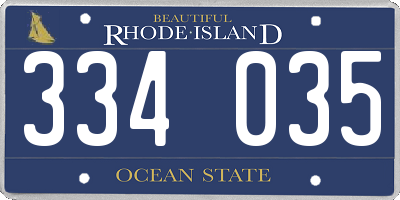 RI license plate 334035