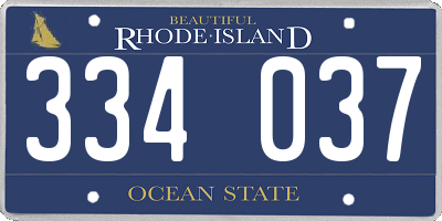 RI license plate 334037