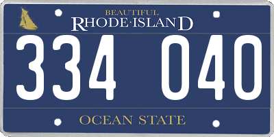 RI license plate 334040