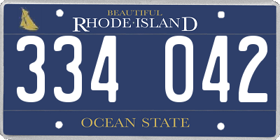 RI license plate 334042